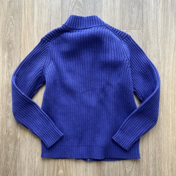 LANDS END Lands' End Cable Zip Front Cardigan Sweater Purple Size M Petite - Picture 3 of 5